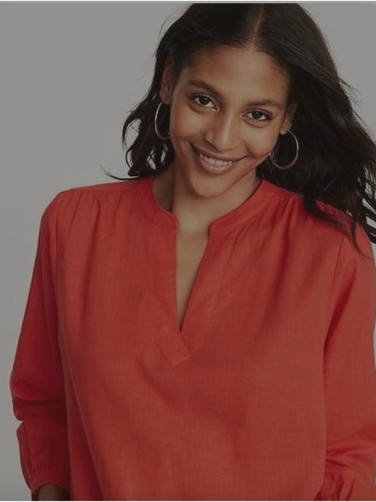 Old Navy Tops - Old Navy Coral Linen Blend Split-Neck Top